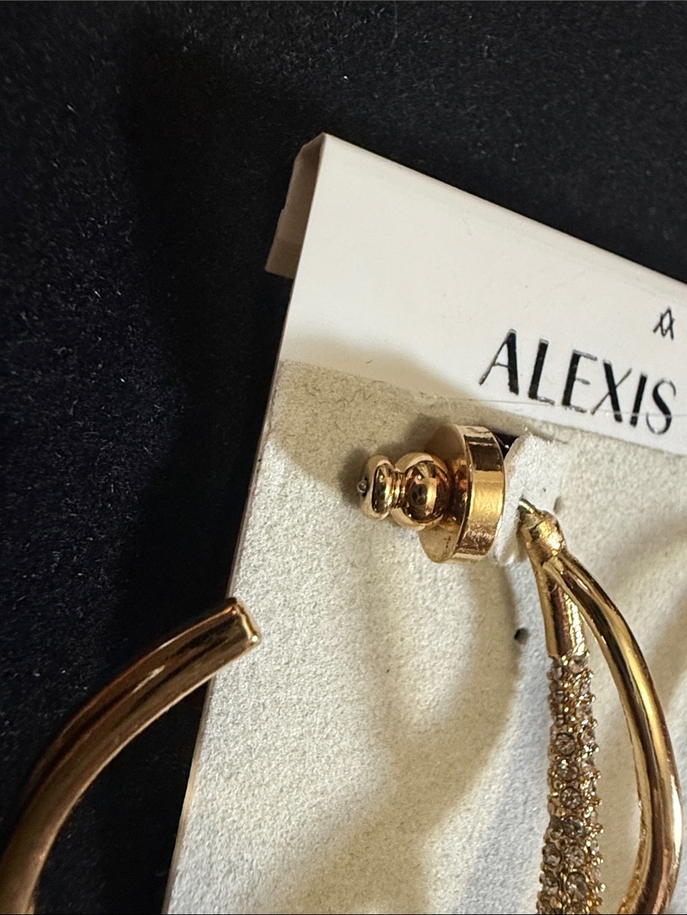 Alexis Bittar Gold Pavé Crescent Hoop Earrings NWOT - Picture 3 of 5